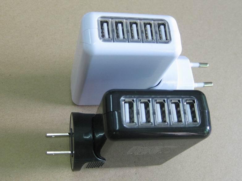 爆款供應(yīng) 5個(gè)usb電源適配器 SAA UL認(rèn)證5v3a電源適配器 5個(gè)usb端口適配器
